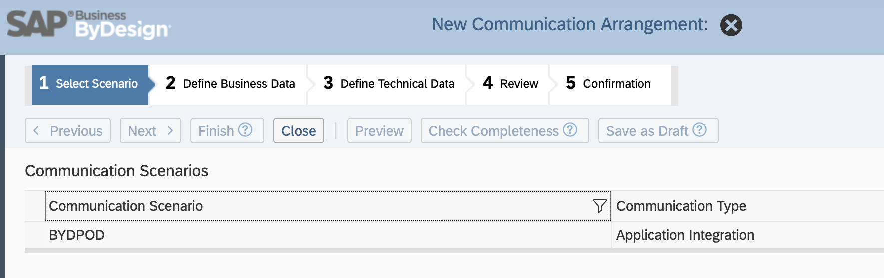 SAP Business ByDesign Communication Arrangement #1