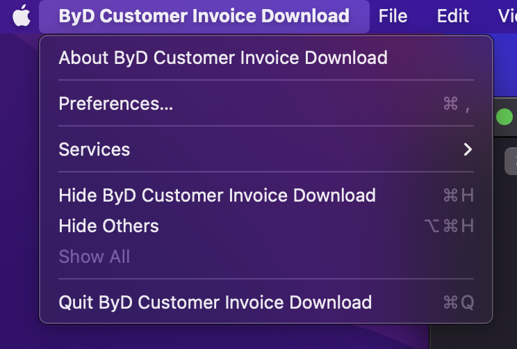 Customer Invoice Extract Preferences Menu Option