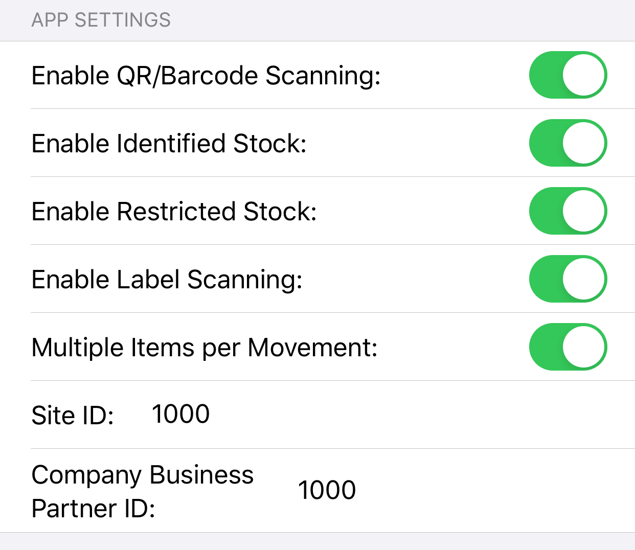 Goods Movement Settings