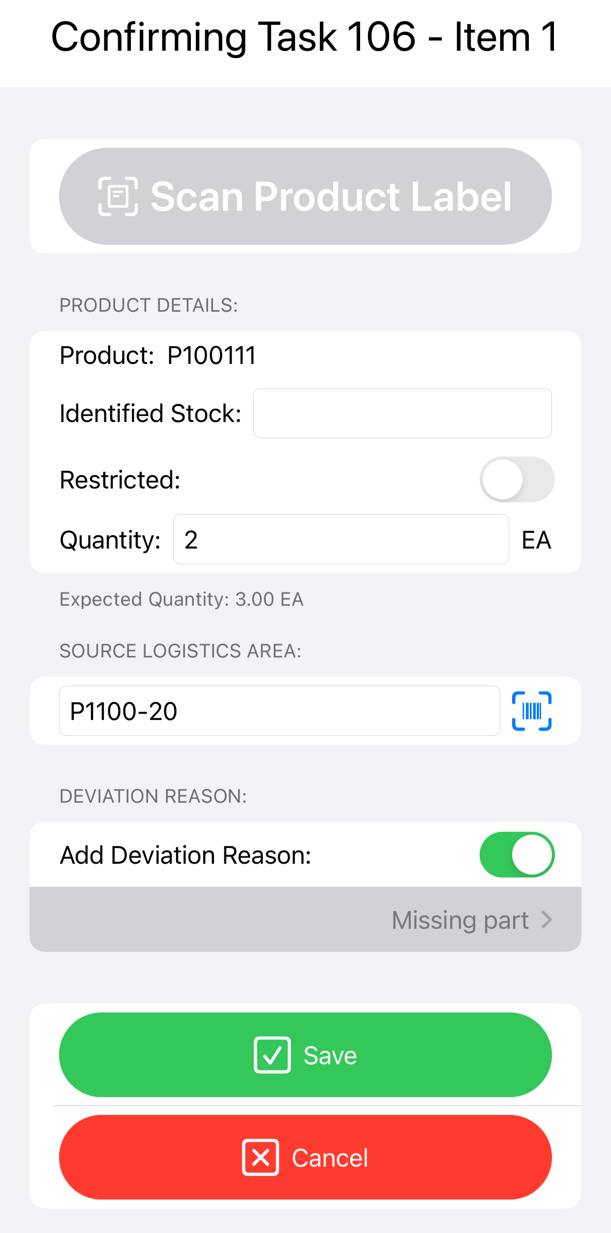 Outbound Delivery App Confirm Task Item