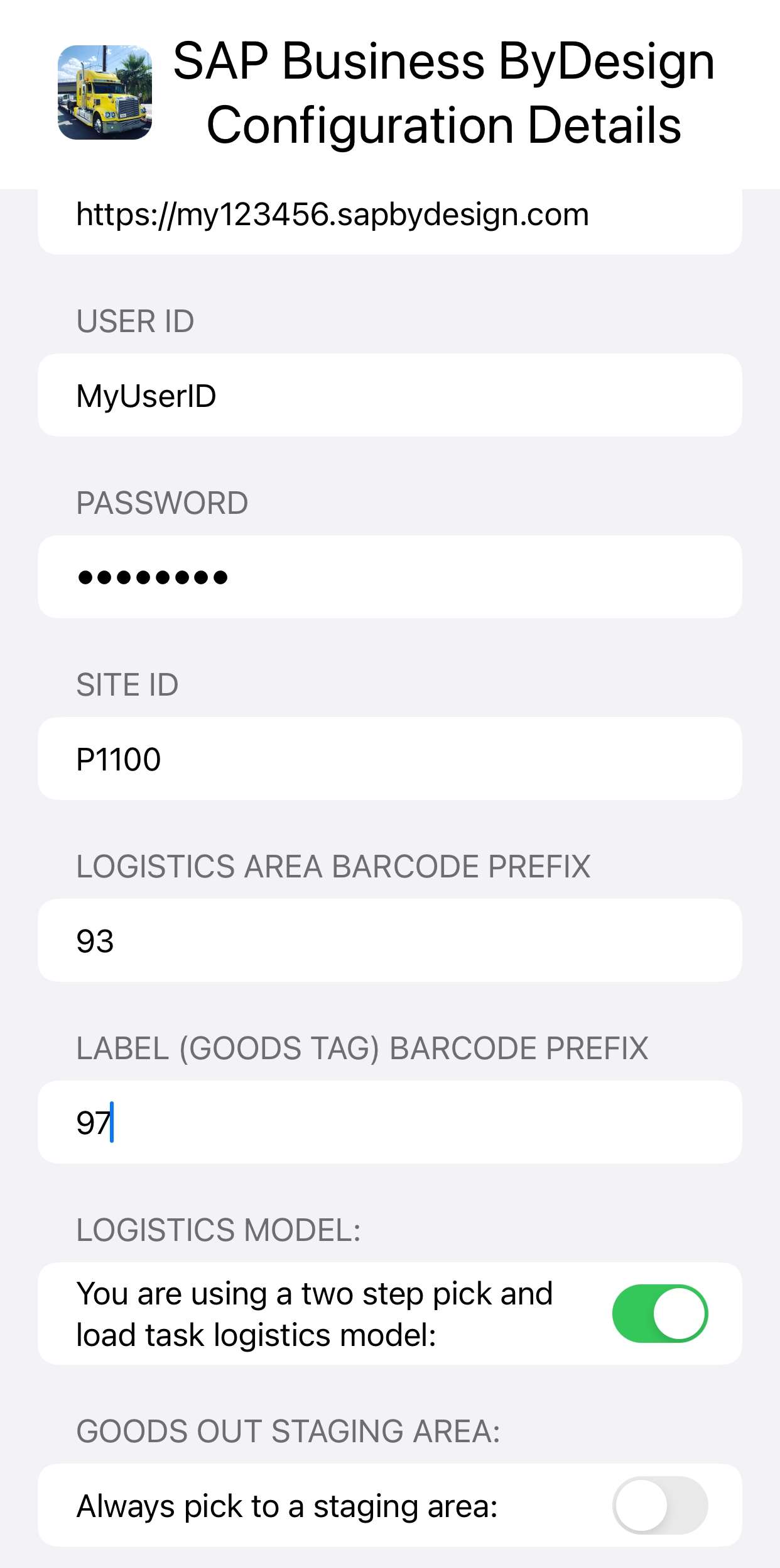 Outbound Delivery App Settings View