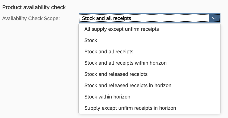 Product Availability Check Scope