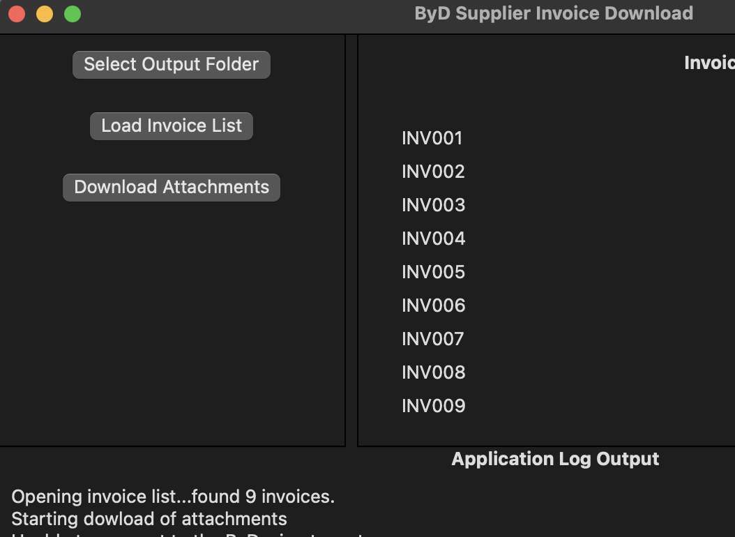 Supplier Invoice Extract Application Screenshot