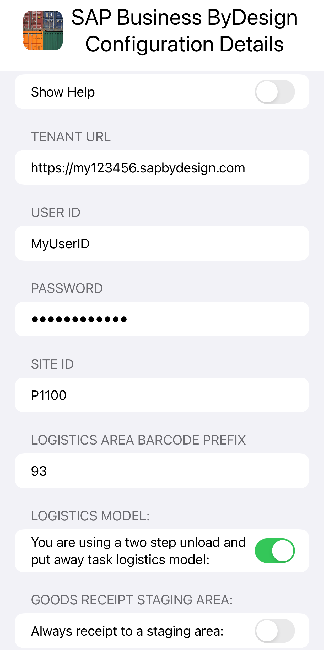 Inbound Delivery App Settings View