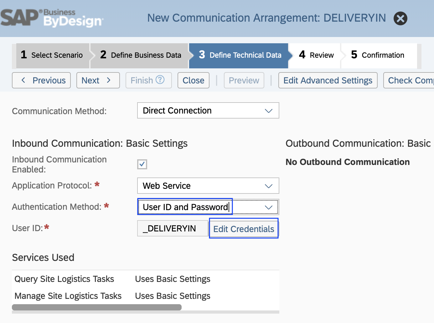 SAP Business ByDesign Communication Arrangement #3