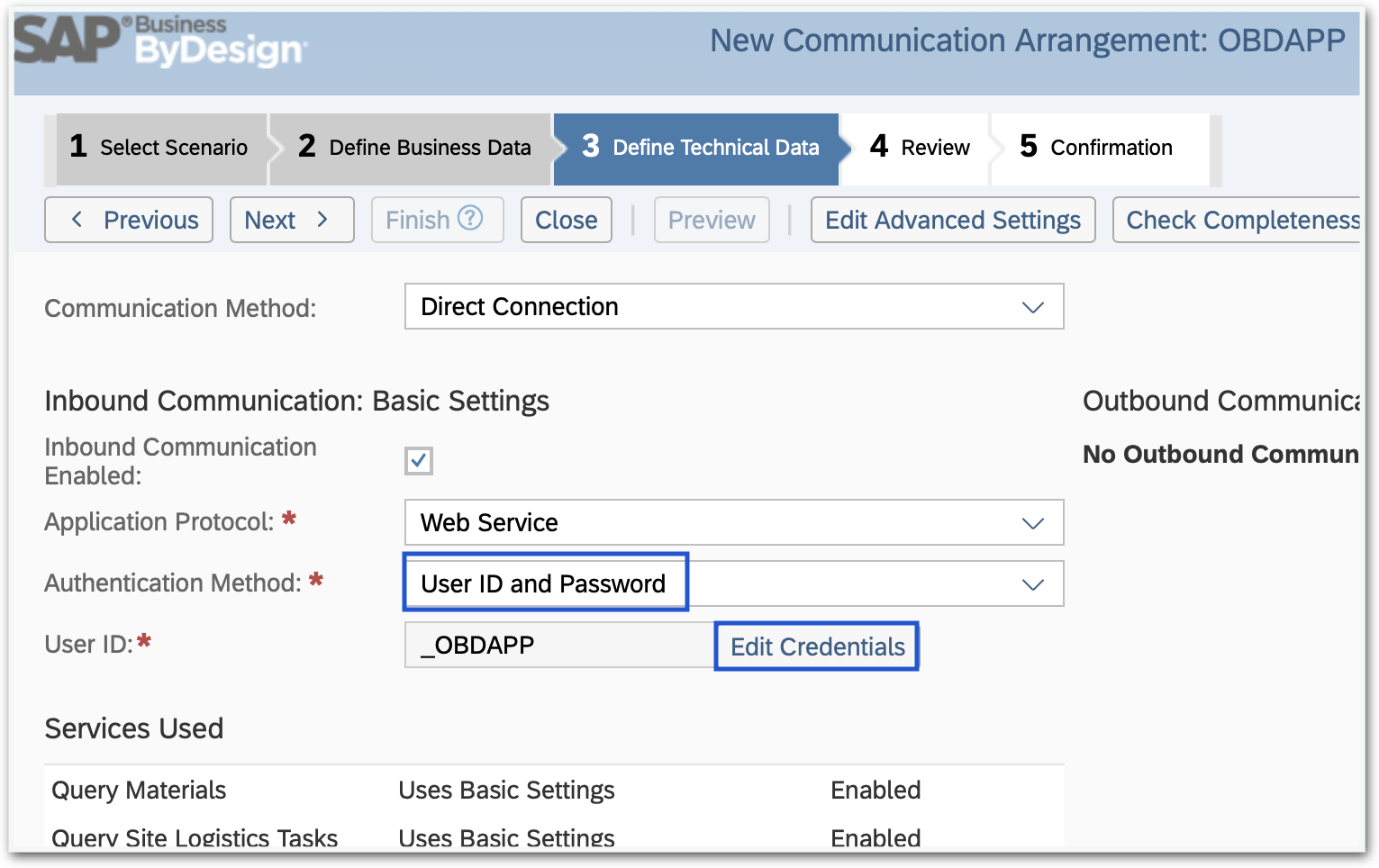 SAP Business ByDesign Communication Arrangement #3