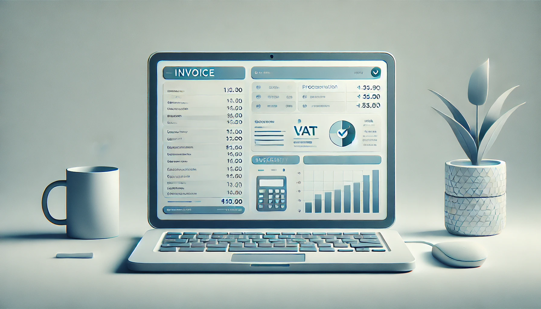 Image showing a computer with an invoice and VAT and a calculator icon